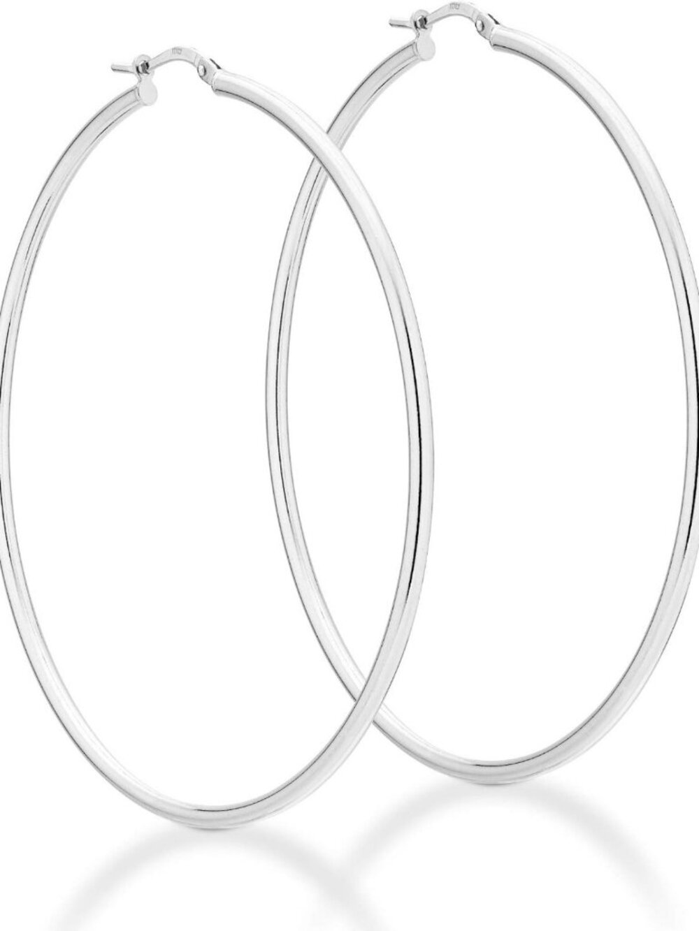 Lightweight 925 Sterling Silver High Polished Hoop Earrings for Women, 50mm/60mm